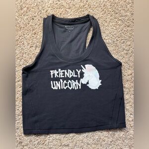 Athleta Black Cropped Tank Top Sleeveless Fitted M Friendly Unicorn